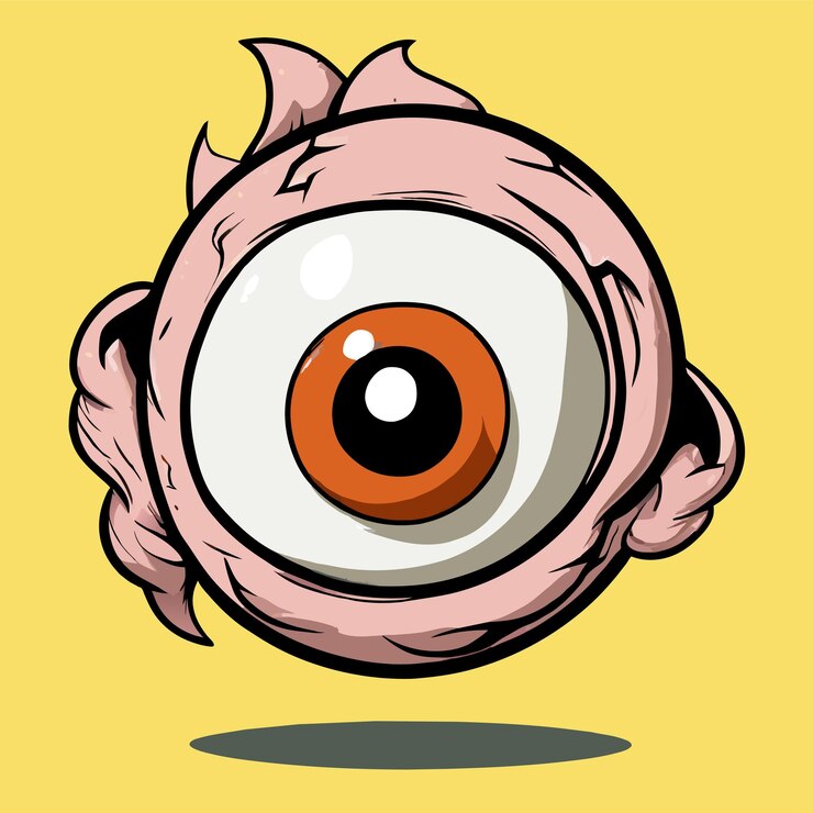 Globo ocular dibujado a mano plano elegante mascota personaje de dibujos animados dibujo pegatina icono concepto aislado