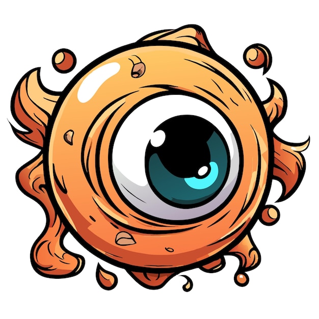 Vector globo ocular dibujado a mano plano elegante mascota personaje de dibujos animados dibujo pegatina icono concepto aislado