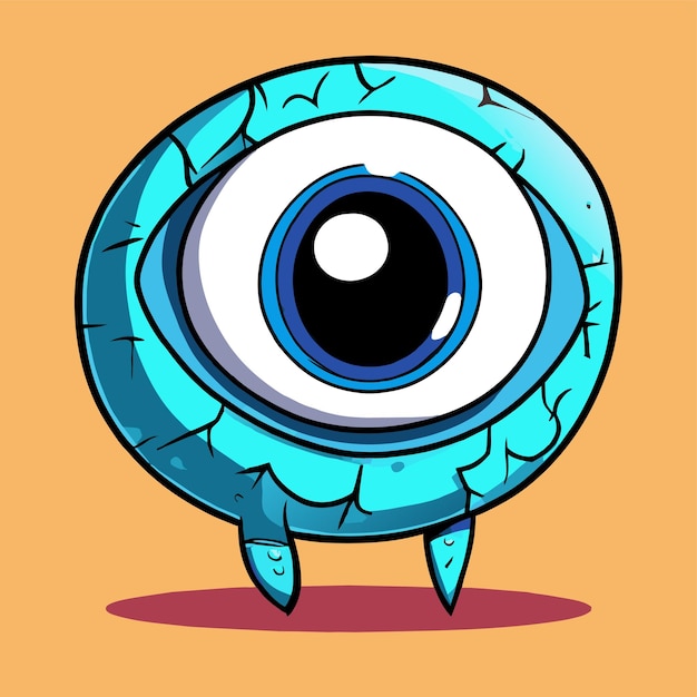 Vector globo ocular dibujado a mano plano elegante mascota personaje de dibujos animados dibujo pegatina icono concepto aislado