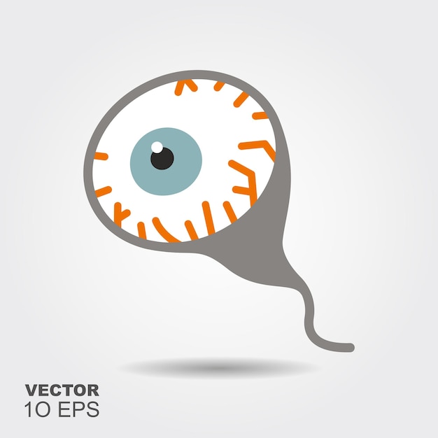 Globo ocular icono de silueta plana con sombra ilustración vectorial