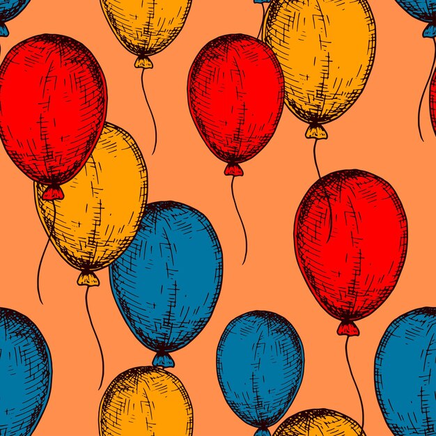 Globo de patrones sin fisuras Fondo colorido dibujado a mano en estilo boceto