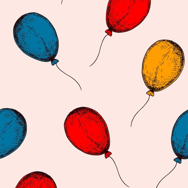 Globo de patrones sin fisuras Fondo colorido dibujado a mano en estilo boceto