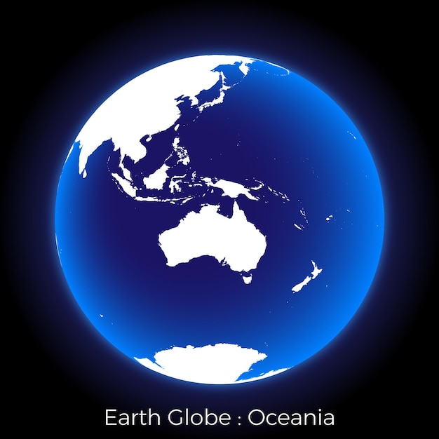 Globo del planeta Tierra que brilla en azul
