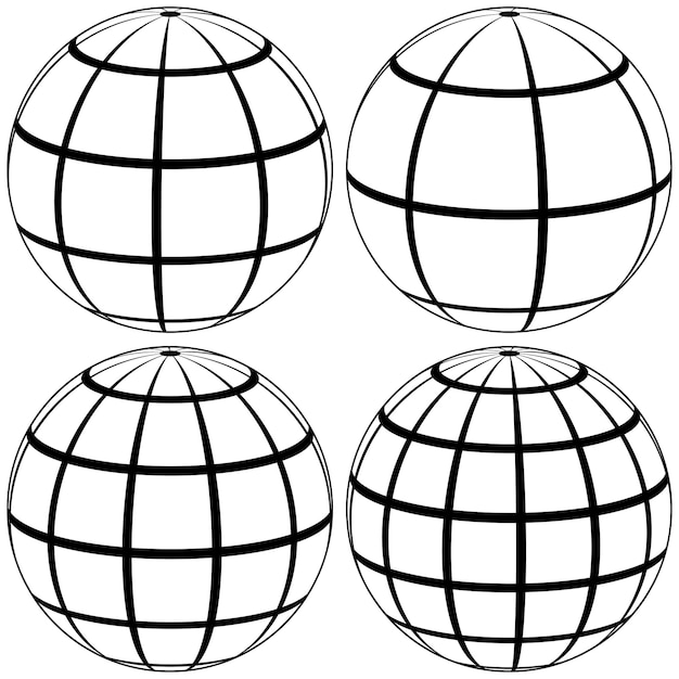 Vector globo de retícula bola de retícula de plantilla de vector paralelo y meridiano con líneas globo terrestre con meridianos y longitud ilustración de vector de esfera 3d