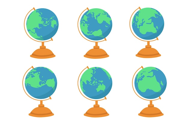 globo, en, soporte, vector, conjunto