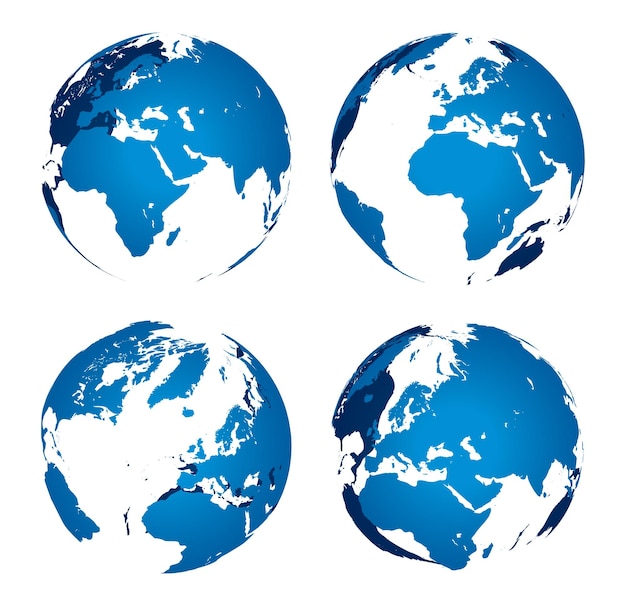 Globo terráqueo azul aislado sobre fondo blanco Ilustración de globo planeta mundo viaje símbolo esfera vector