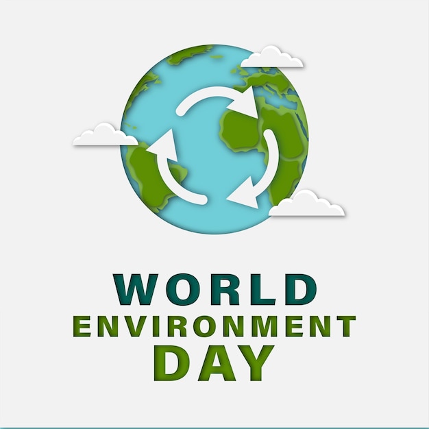 Globo terráqueo del Día Mundial del Medio Ambiente en estilo de corte de papel