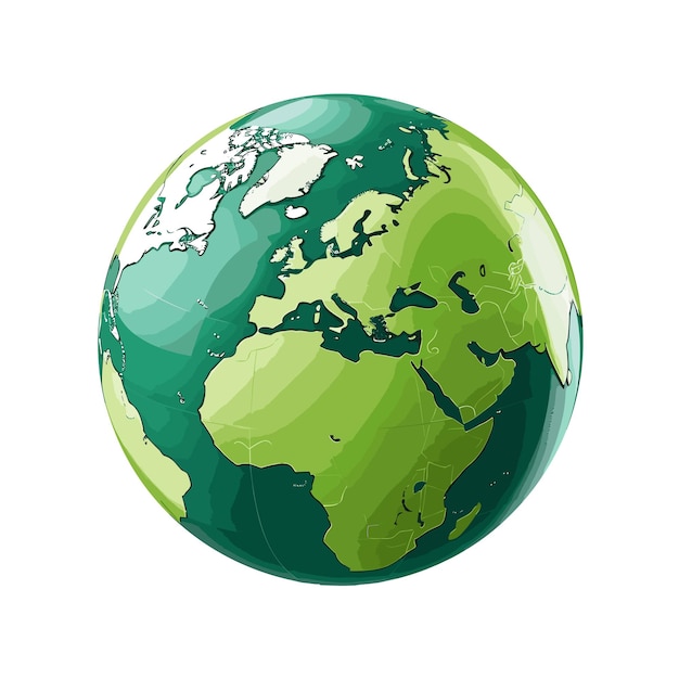 Vector globo terráqueo con icono de continentes verdes