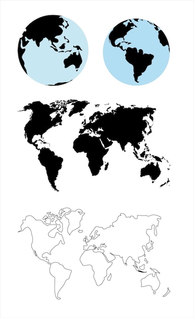 Globo terráqueo con mapa del mundo Detalle Vector Line sketch Up Illustrator
