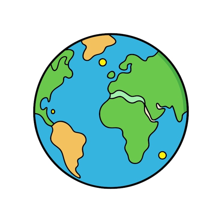Globo terrestre en diseños modernos y mapa de los continentes del mundo aislados en fondo blanco