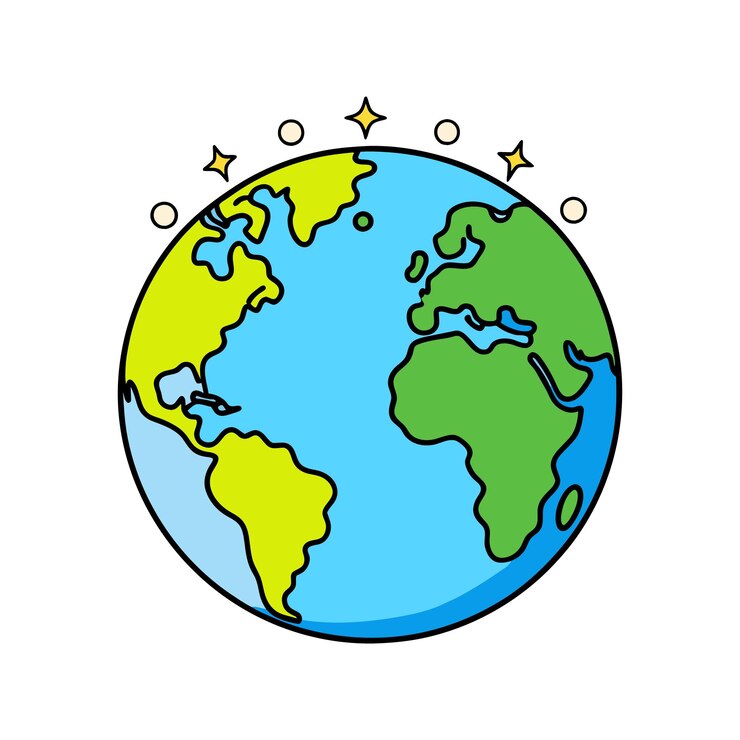 Globo terrestre en diseños modernos y mapa de los continentes del mundo aislados en fondo blanco