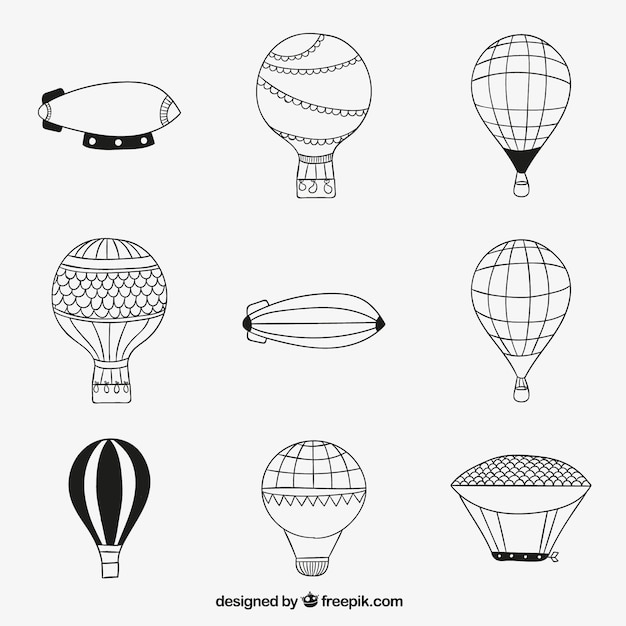 Vector globos aerostáticos esbozados