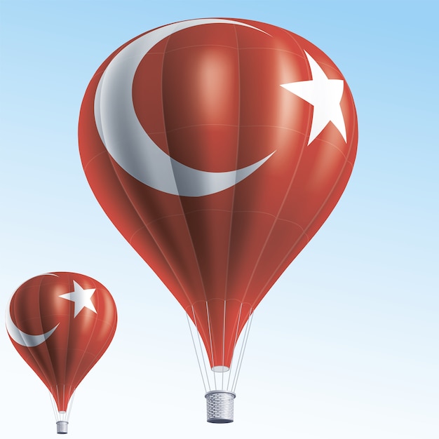 Globos de aire caliente pintados como bandera de turquía