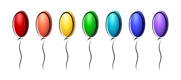 Globos de aire coloridos imágenes prediseñadas vectoriales Elementos degradados estilizados con línea negra aislada en blanco