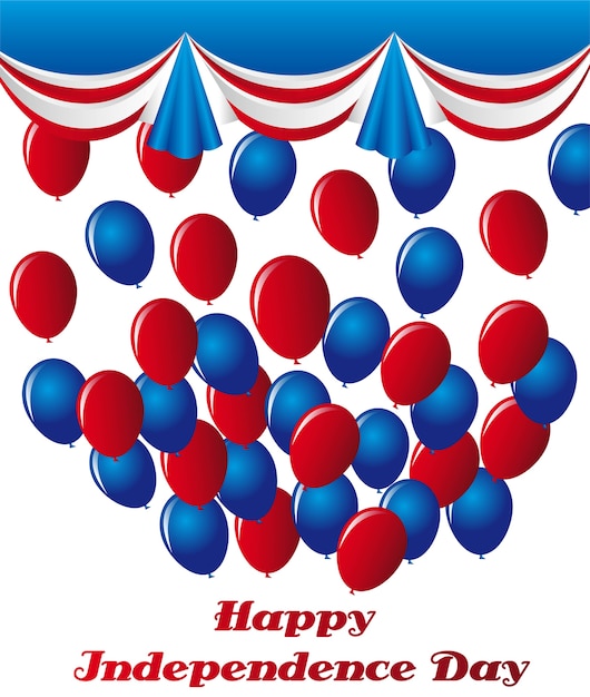 Globos azules y rojos sobre fondo blanco vector