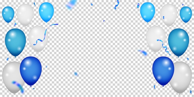 globos azules sobre un fondo blanco