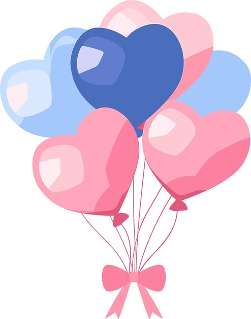 Globos de boda dibujados a mano en un concepto de boda en estilo plano aislado en el fondo
