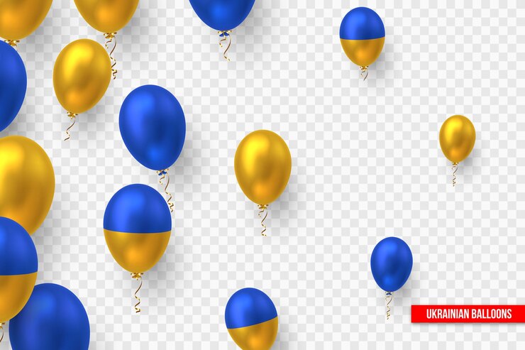 Vector globos brillantes en el color tradicional de la bandera de ucrania. aislado sobre fondo transparente.