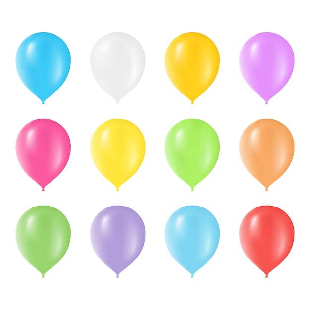 Globos de colores aislados sobre fondo blanco ilustración vectorial eps10