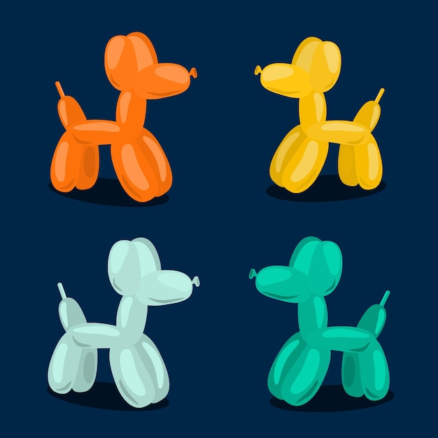 Globos de colores en forma de ilustración de vector de perro