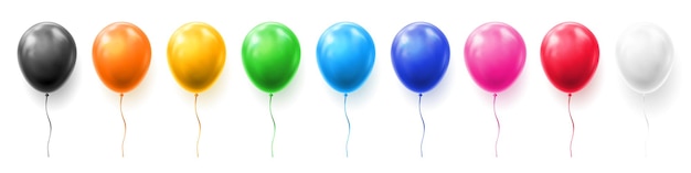 Globos de colores con hilo realista d vector