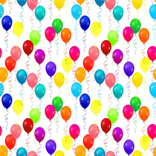 Globos de colores de patrones sin fisuras Fondo transparente festivo con globos multicoloresVector