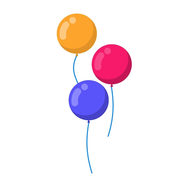 Globos de colores vectoriales aislados en objeto de fiesta de fondo blanco
