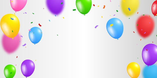 Globos confeti colores de fondo celebración