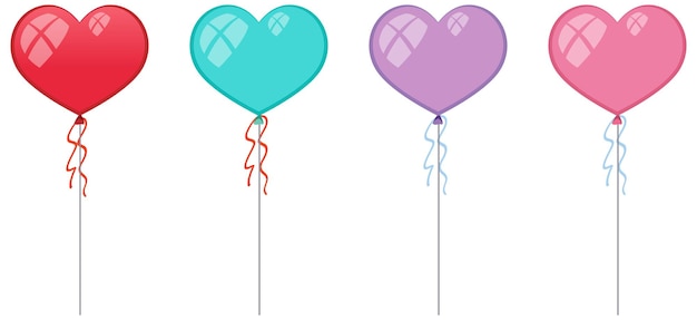 Globos de corazón en diferentes colores pastel.
