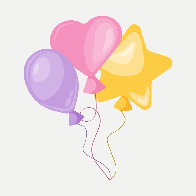 Globos de cumpleaños de colores sobre un fondo blanco.
