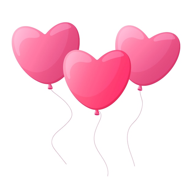 globos de dibujos animados en forma de corazón un ramo de globos sobre un fondo transparente