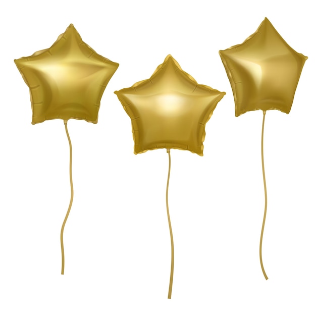 globos dorados con forma de estrellas