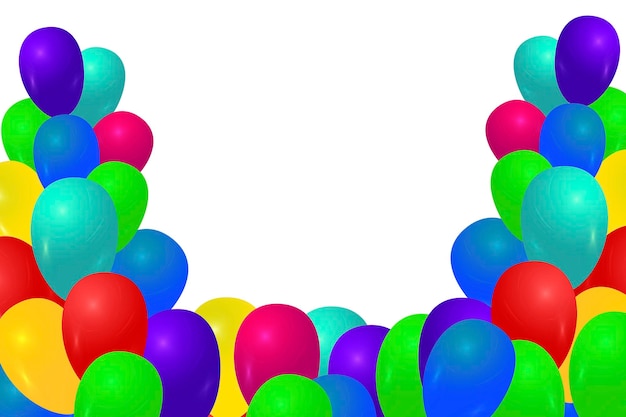 Globos para una fiesta o cumpleaños Bolas sobre un fondo blanco Fondo para las vacaciones