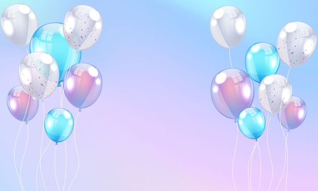 Globos Fondo de marco de celebración colorida con confeti.