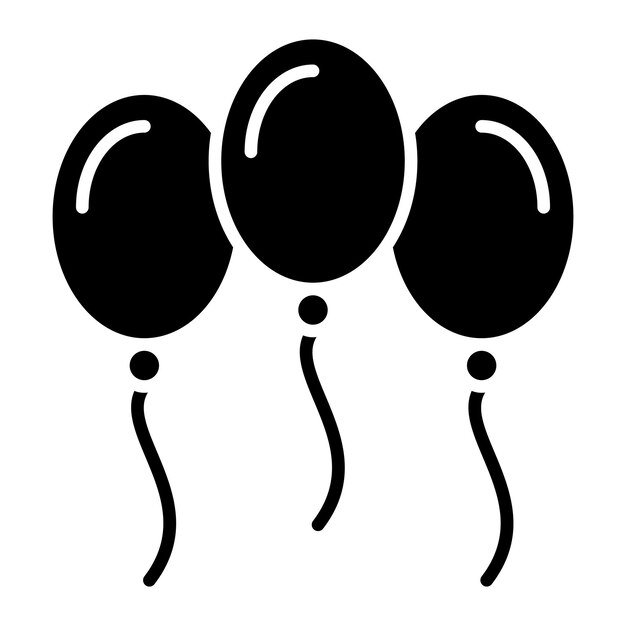 Globos Glifo Ilustración Negro Sólido