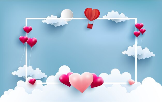 Globos y globos aerostáticos como símbolo de amor