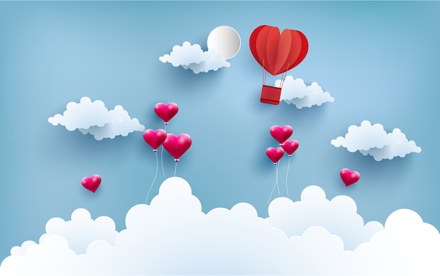 globos y globos aerostáticos como símbolo de amor