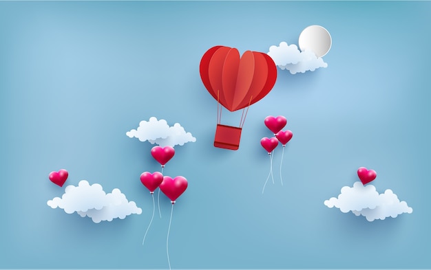 Globos y globos aerostáticos como símbolo de amor
