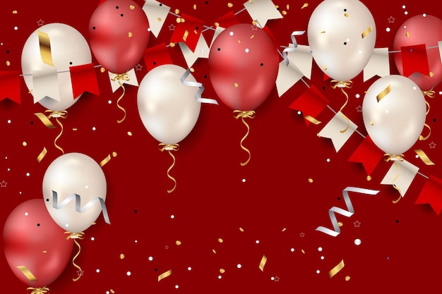 globos con la palabra feliz en ellos y las palabras feliz cumpleaños