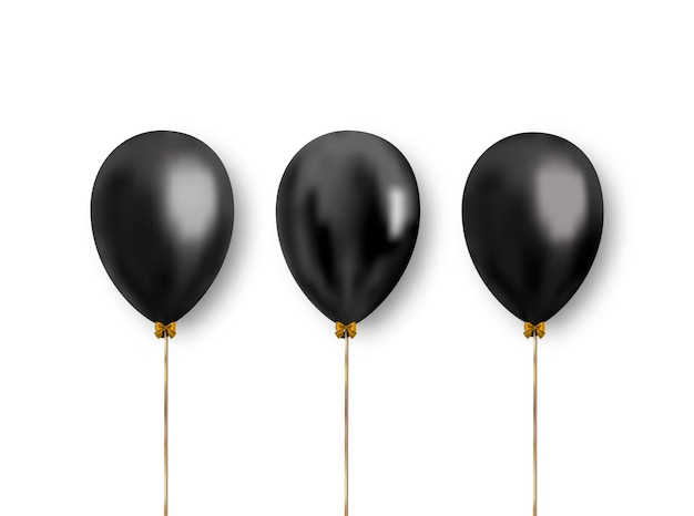 Globos realistas de color negro con pequeños lazos y cintas.