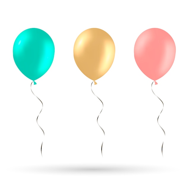 Globos realistas rojos, azules y dorados aislados