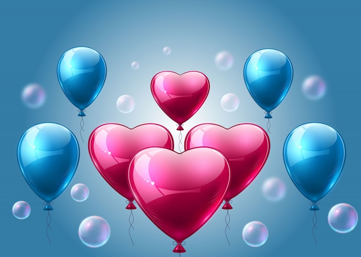 Vector globos realistas rosas y azules