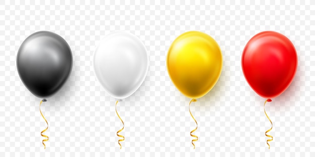 Globos realistas con sombra sobre fondo transparente