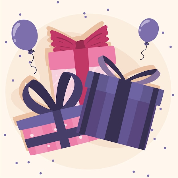 Globos y regalos de feliz cumpleaños