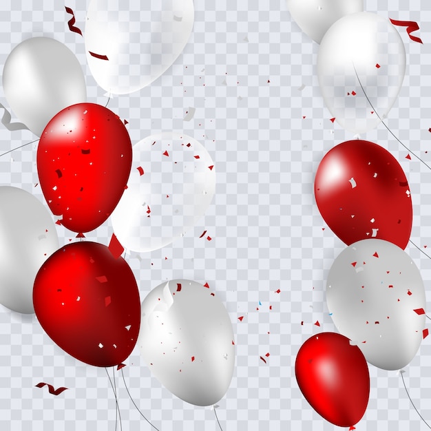 Globos rojos, blancos y grises