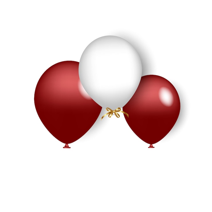 Vector globos rojos y blancos volando vector realista