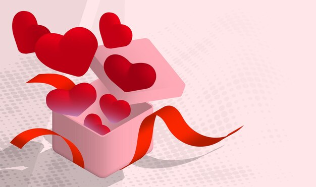globos rojos en forma de corazón vuelan fuera de la caja de regalo de vacaciones regalos y sorpresas para el día de San Valentín