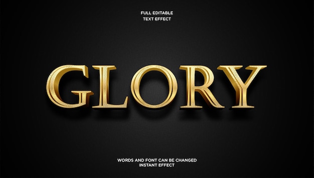 Glory lujo efecto de texto editable estilo moderno degradado dorado