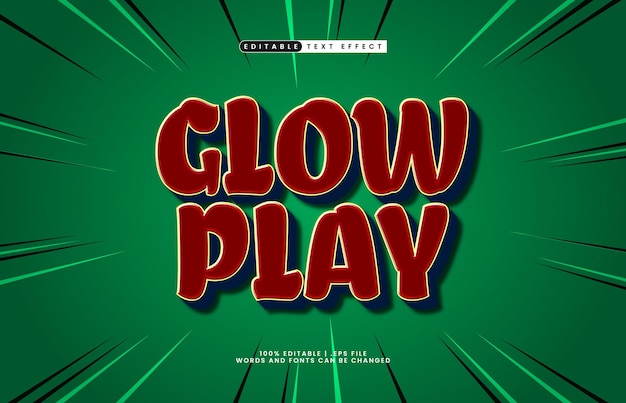 glow play efecto de texto editable en 3D en un estilo de fuente de juego divertido y amigable