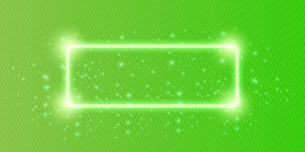 Glowing Green Neon Rectangle Frame Vector Vibrant Gradient Background con líneas sutiles y chispas Diseño abstracto moderno para superposiciones de texto y reflectores de productos